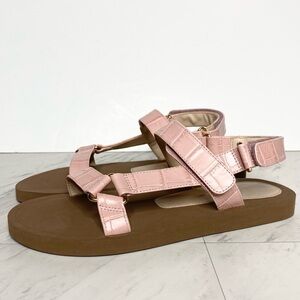 Stuart Weitzman Vail Pink Crocodile Sport Sandal 8B